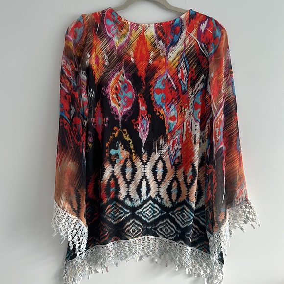 Harlow Zee Colourful lace trim top XS - Picture 4 of 5